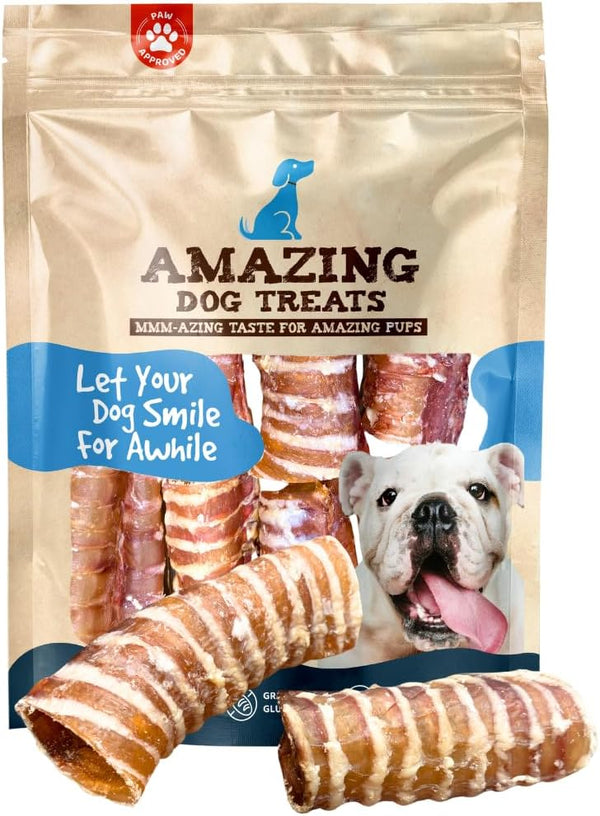 Amazing Dog Treats - Beef Trachea Rings (3-4 Inch, 12 Count) -Premium