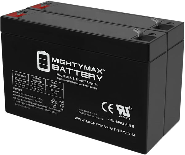 Mighty Max Battery ML7-6 6V 7AH SLA Battery F1 Terminal - PACK OF 2
