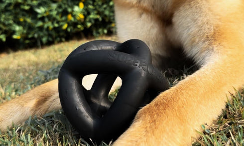 Tuff Pupper SuperChewy Cage Ball for Dogs | Durable Heavy Duty Natural Rubber | Tough Chew Toy for Medium Large Breeds