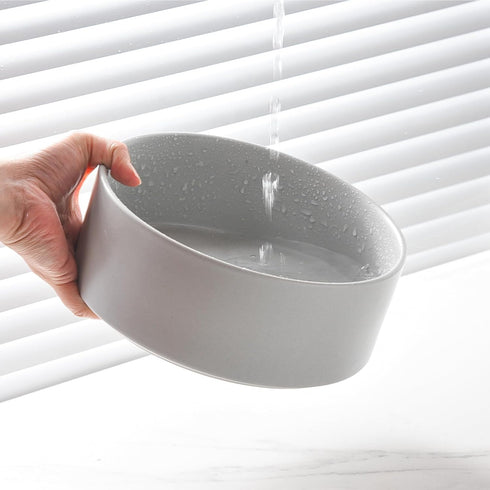 6'' Ceramic Dog Bowl - 30Oz Classic Dog Food and Water Bowl for Small and Medium Dogs, Heavy Duty Non-Slip Dish, Grey