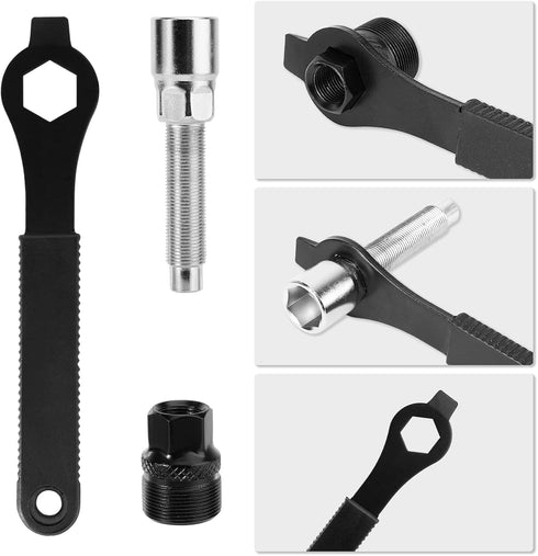 Oumers Bike Crank Puller Tool Set, Bike Bottom Bracket Remover with 17mm, 16mm, 15mm Spanner Wrench
