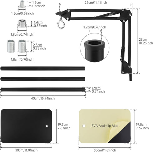 RTNLIT (15.7inch 65.9inch) 360 Reptile Lamp Stand Reptile Heat Light Stand to with Adjustable Swing Arm, Metal Bracket