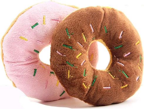 Random Color Donut-Shape Pet Toy - Squeaky Chews for Puppy Dogs and Cats, Sturdy and Practical Design