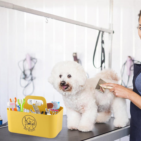 Dog Storage Organizer for Grooming Supplies,Portable Caddy Organizer for Pet Stuff,Divided Storage Bin for Dog Cat