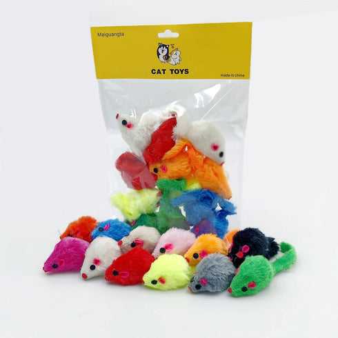 12PCS Cat Mouse Toys, Faux Fur Interactive Catnip Toys for Indoor Cats, Perfect for Kittens and Cats