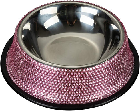 Generic Dog Food Bowls Sparkling Stainless Steel Pet Water with Rubber Base for