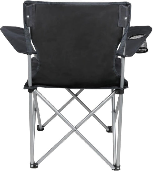 Generic Portable Quad Folding Camp Chair with Cup Holder, Black, Outdoor Camping Seat