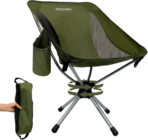 360 Swivel Folding Chair, Compact Portable Camping Chairs for Outdoor Travel Hunting