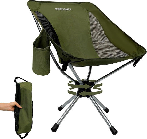 360 Swivel Folding Chair, Compact Portable Camping Chairs for Outdoor Travel Hunting