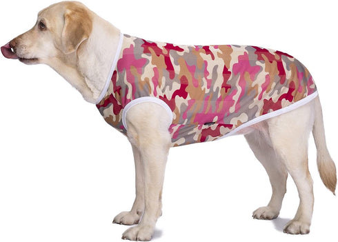 2 Pack Camo Dog T-Shirts for Medium Large Dogs, Quick Dry Cooling Vest Shirt, Breathable Stretchy Tank Top
