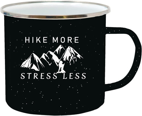 Rogue River Tactical Funny Black Large Camp Mug - Enamel Camping Coffee Cup Gift, Hike More Stress Less