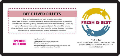Fresh Is Best Freeze Dried Beef Liver Fillet Treats for Dogs & Cats, 3.5 OZ