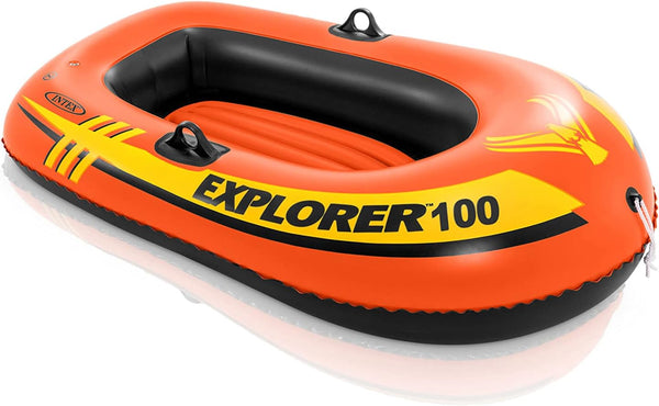 INTEX Explorer Inflatable Boat Series: Dual Air Chambers Welded Oar Locks Grab