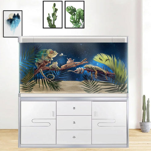 36X18IN Art Starry Aquarium Background with 8 EVA Double-Sided Tape, Starry Fish Tank Decorations