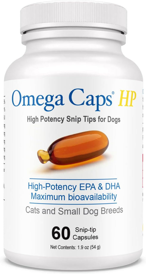 Omega-Caps HP Snip Tips for Cats & Smaller Dogs, 60 Capsules - Omega 3, EPA, DHA, Vitamins, Minerals