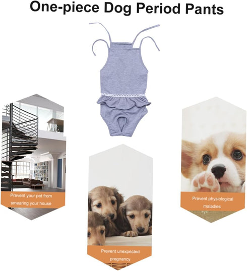3pcs One-Piece Dog Period Pants Underwear for Female Dogs Light Grey Absorbent Diaper Design for Menstrual Care Keeps