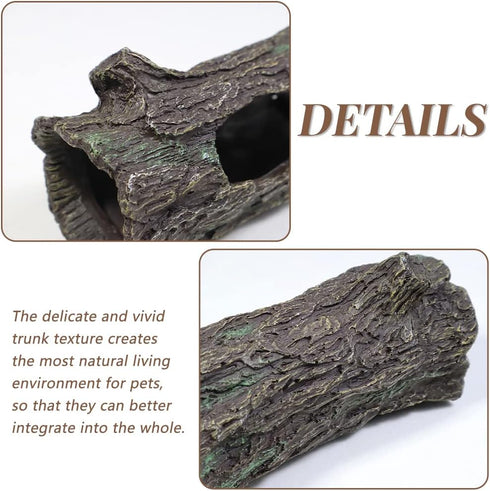 Large Hollow Log Tree Trunk for Reptiles, Lizard, Snake, Gecko, Axolotl, Turtles, Bearded Dragon Tank Decor