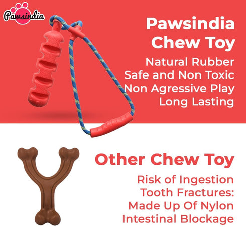 100% Natural Rubber Indestructible Chew Toy for Dogs, Ultimate Chewing Stick for Large Breeds