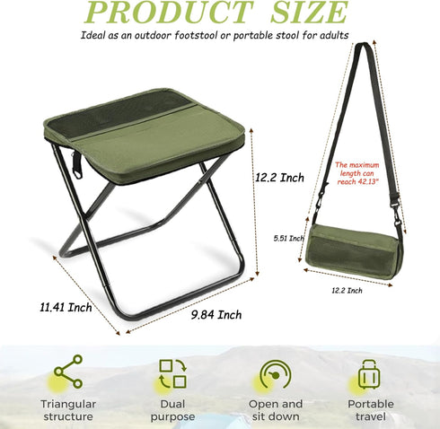 Suaetiai 330lbs, Backpacking Camping Stool, Portable Folding Stool, Pocket Chairs for Adults with Carry Bag, Mini
