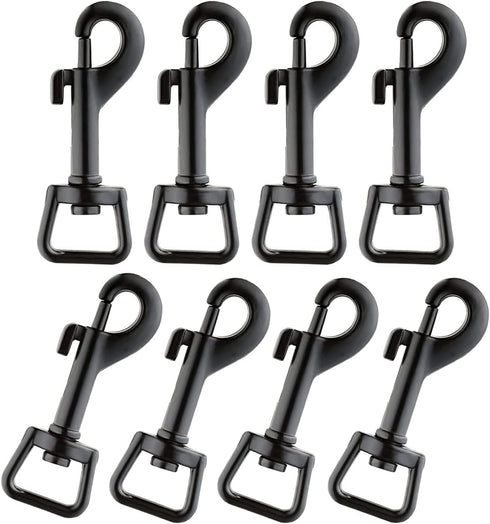 Black Heavy Duty Swivel Eye Bolt Snap Hooks - 3 Inch Dog Leash Clips, 8 Pcs Trigger Snaps Leash Clasp Hooks