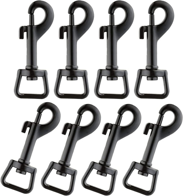 Black Heavy Duty Swivel Eye Bolt Snap Hooks - 3 Inch Dog Leash Clips, 8 Pcs Trigger Snaps Leash Clasp Hooks