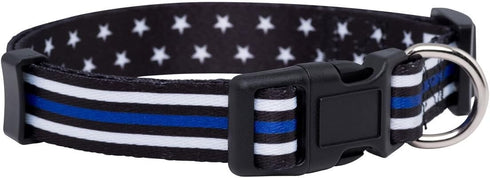 Thin Blue Line Dog Collar by Native Pup, Stars Design for Medium Dogs