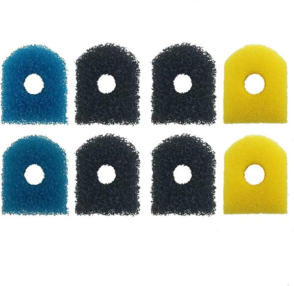 Kulife Aquarium Replacement Filter Sponge - 8 Sponge Blocks (2 Coarse, 2 Fine, 4 Carbonized)