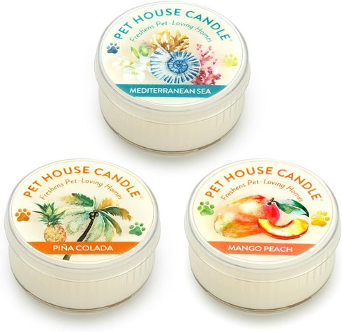 One Fur All Mini Scented Candles Summer Mix Variety Pack of 3 for Pet Odor, Natural Soy Wax