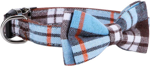 Soft & Comfy Bowtie Dog Collar, Detachable Adjustable Bow Tie for Small Medium Large Pets (Blue, M)