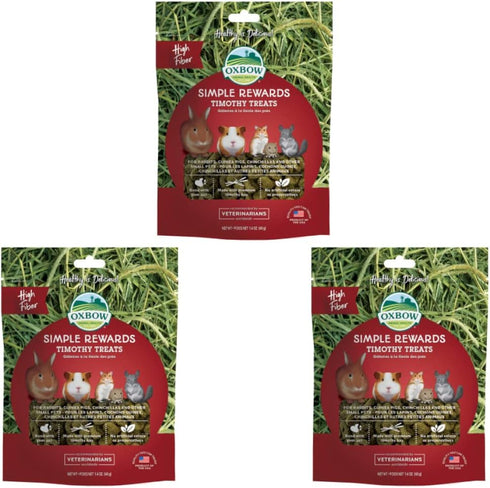 Oxbow Simple Rewards Treats, 3 Pack for Small Animals Timothy, 1.4 oz