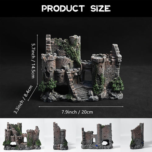 Aquarium Decorations, Castle Fish Tank Bubbler for Aquatic Pets to Breed, Play and Rest