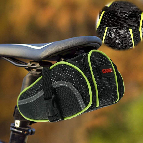Ryhpez Bike Saddle Bag - Waterproof Bicycle Bag Back Seat Pouch for Outdoor Night Safety Ride, Green