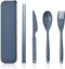 Large Reusable Travel Utensils Set with Case, Plastic Silverware for Adults, Portable Cutlery Set for Daily Use (Dark