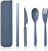 Large Reusable Travel Utensils Set with Case, Plastic Silverware for Adults, Portable Cutlery Set for Daily Use (Dark
