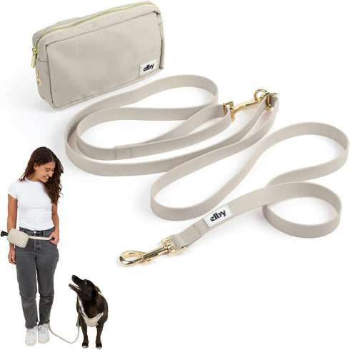 Hands Free Dog Leash with Treat Pouch Waterproof Cross Body & Waist