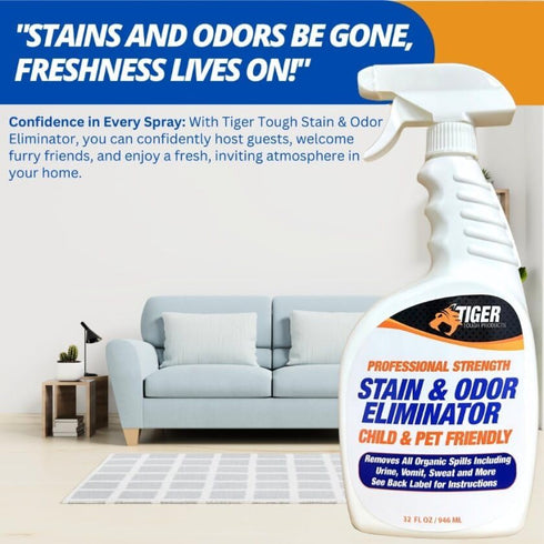 Pet Stain and Odor Remover, Enzyme Cleaner for Home & Professional Use, 32 Ounce Spray for Dog & Cat Urine, Feces, Vomit