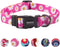 QQPETS Adjustable Soft Dog Collar - Print Flower Pink Multicolor Patterns for XS Small Medium Large Pets