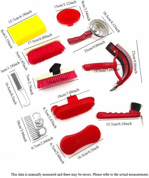 Zxpjkyu 11x Set Horse Grooming Kit,Cleaning Tools,Horse Brush Horses Care Supplies for Horseriders