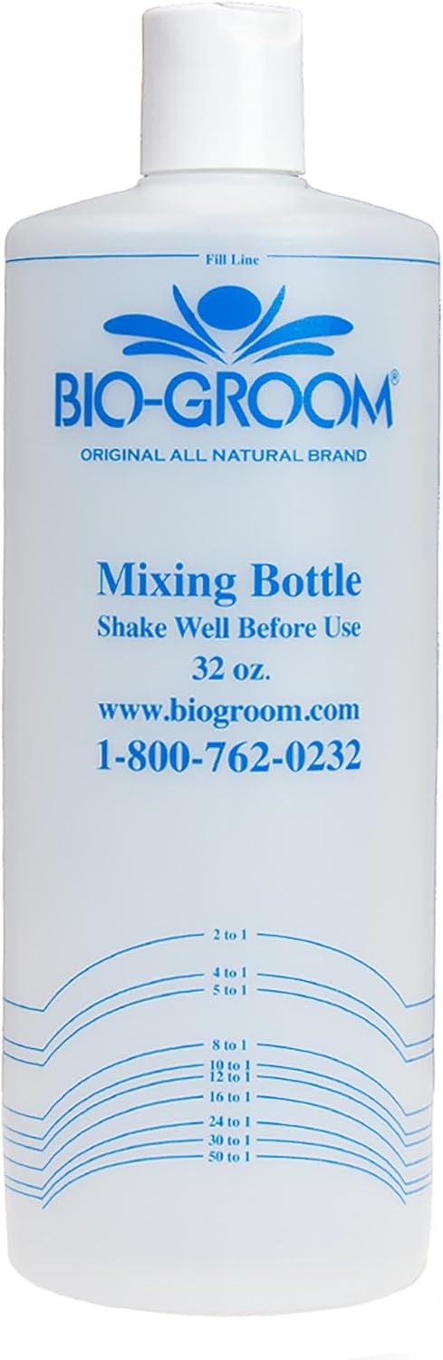 Bio-Groom Mixing Dilution Bottle – For Dog Shampoo, Plastic Squeeze Bottle with Cap, Dilutes Dog Shampoos and Conditioners, Cruelty-Free, Made in USA, Refillable, Dog Grooming Bottle – 32 fl oz 1-Pack