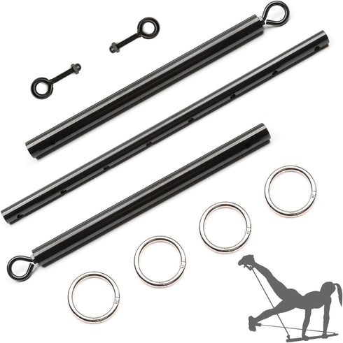 Set 4Pcs Spreader Bar Stainless Steel, Expandable Exercise Bar with Adjustable Straps, Stretching Workout Fitness Gear