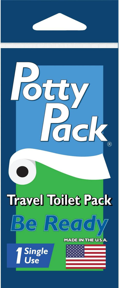 Single Use Portable Travel Bathroom Pack with Seat Cover, 2 ply Toilet Paper, Wet Wipes & Hand Sanitizer - 10 units
