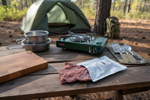 4 5 oz 25 Backpackers, 1 LBS. | Freeze-Dried NY Steaks | Total Freeze-Dried Weight | Thin Cut | Year Shelf Life | USA