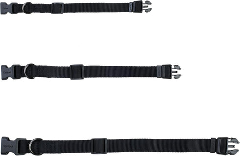 Classic Nylon Webbing Adjustable Dog Collars | Soft 3/4 Inch Wide with Quick Release Buckle for Medium Dogs (Black)