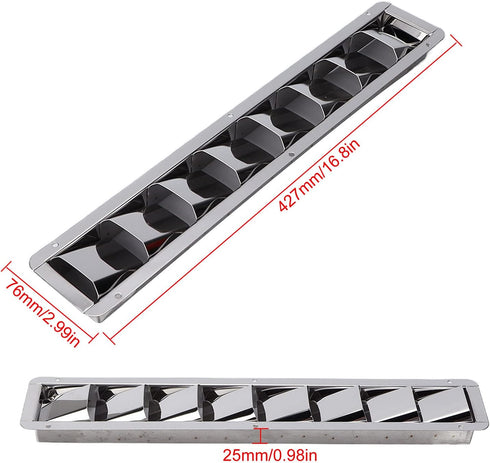 8 Acouto Boat Louver Vent,Marine Vent Grille Oblong Stainless Steel Slots Grid Cover Boat Shutters Blind Louvre