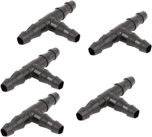 uxcell 5 Pcs Plastic Fish Tank 3 Way Tee Adapters for Aquarium Air Tubing, Black