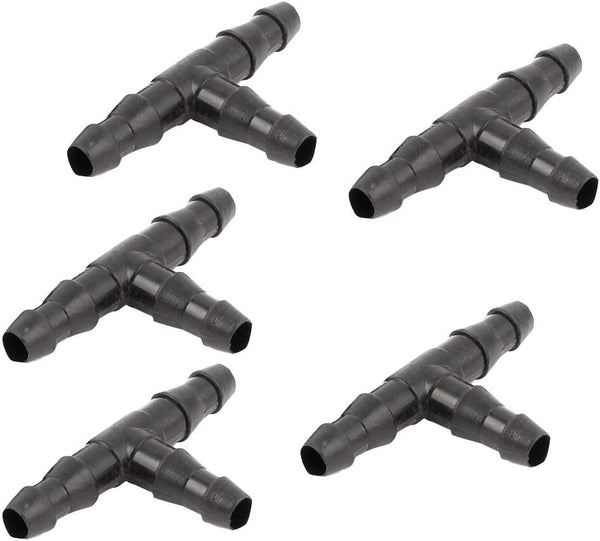 uxcell 5 Pcs Plastic Fish Tank 3 Way Tee Adapters for Aquarium Air Tubing, Black
