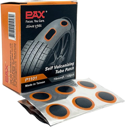 PAX 108 Pcs Round Bike Inner Tire Tube Patches 19mmØ, Flat Puncture Repair Patch for Bicycle, Motorcycle