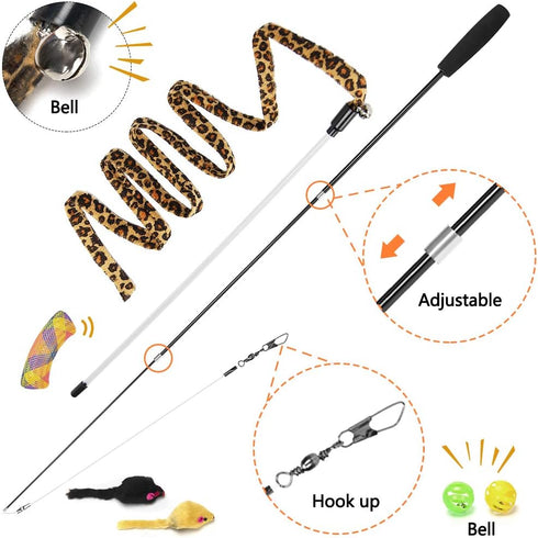 AWOOF Butterfly Cat Wand Toys Set - Realistic Crinkle Catnip Butterflies with Retractable Interactive Wand, 11 PCS