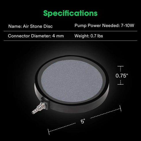 VIVOSUN Air Stones Disc 5 x 5 Inch, with Shell for Aquarium and Hydroponics Air Pump