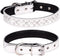 Adjustable Rhinestones Dog Collar, Sparkly Crystal Studded Genuine Leather for Small Medium Breeds (S fit Neck 11-13",